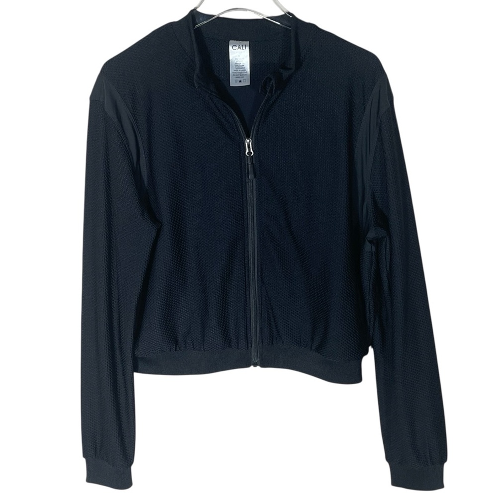 CALI SPORT Mesh Long Sleeve Black Performance Bomber Zip-Up Jacket NWT Size Med.